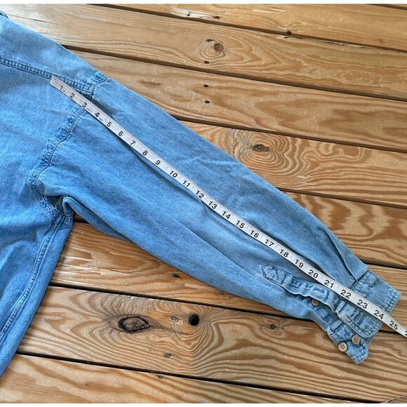 Vintage M&M’s Button Up Denim Shirt Size XL Blue Embroidered Laughing It Up - Picture 8 of 10